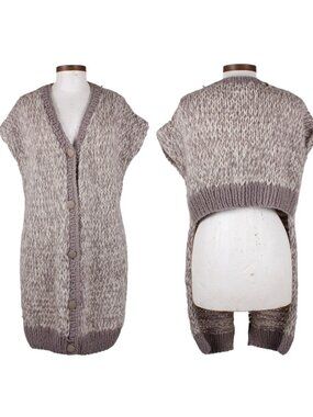MAISON MARTIN MARGIELA MM6 A/W 2010 Light Grey High-Low Alpaca Wool Cardigan M